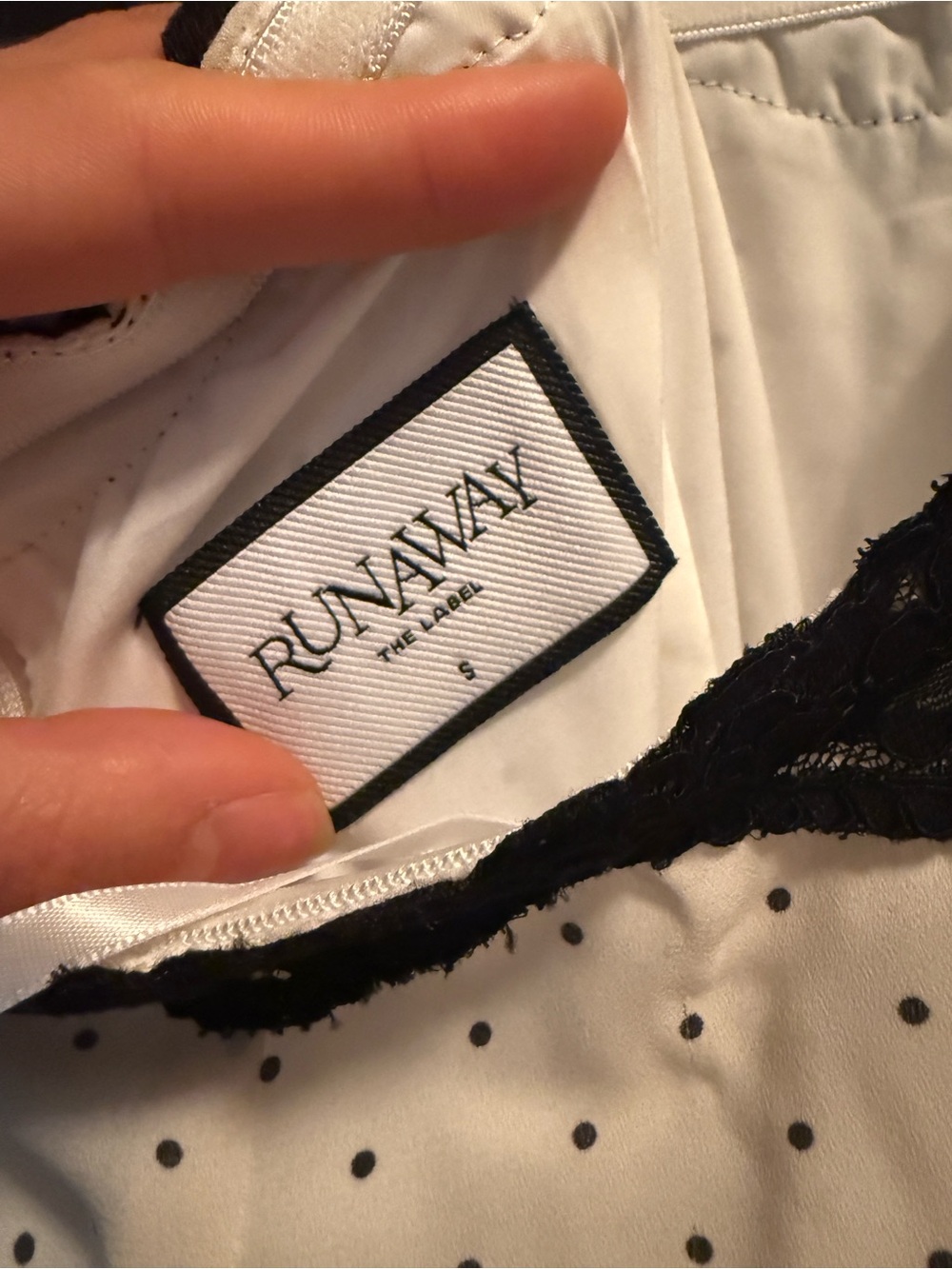 Kimberly Halter Mini Dress by Runaway The Label - White with Black Trim - Picture 9 of 12